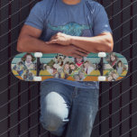 Create Your Own 12 Photo Collage - retro stripes Skateboard<br><div class="desc">A great way to display your square photos from your online account. Add 12 photos -- cropped squares work the best. A retro stripe pattern in warm colors highlight the diamond photo display.</div>