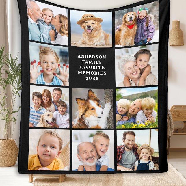 Create Your Own 12 Photo Collage Simple Picture Fleece Blanket (Creator Uploaded)