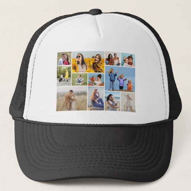 Create Your Own 12 Photo Collage Trucker Hat (Front)