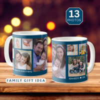 Create Your Own 13 Family Photo Collage Ocean Blue