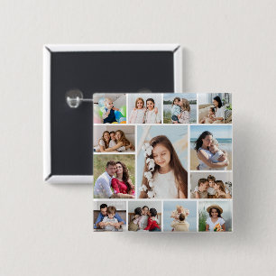 Create Your Own 13 Photo Collage 15 Cm Square Badge