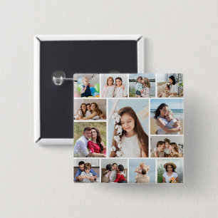 Create Your Own 13 Photo Collage 15 Cm Square Badge