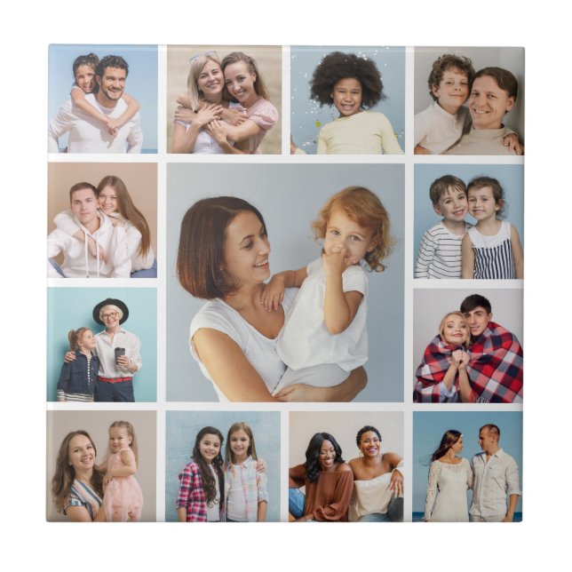 Create Your Own 13 Photo Collage Ceramic Tile (Front)