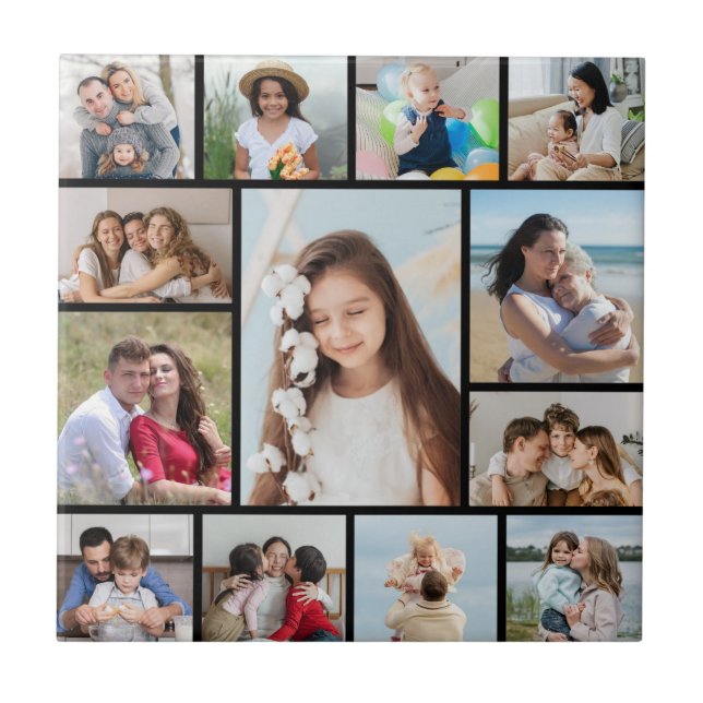 Create Your Own 13 Photo Collage Ceramic Tile (Front)
