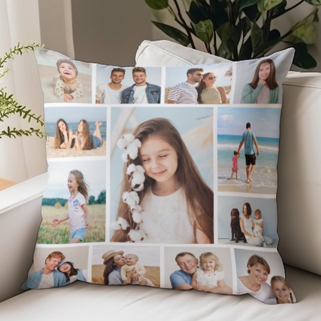 Create Your Own 13 Photo Collage Cushion (Create Your Own 13 Photo Collage Throw Pillow)