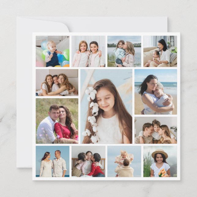 Create Your Own 13 Photo Collage Flat Card (Front)