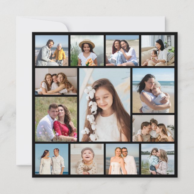 Create Your Own 13 Photo Collage Flat Card (Front)