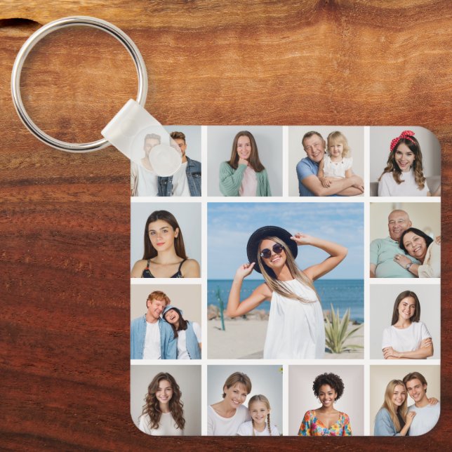 Create Your Own 13 Photo Collage Key Ring (Front)