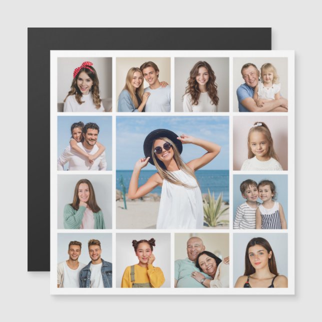 Create Your Own 13 Photo Collage Magnetic Card (Front/Back)