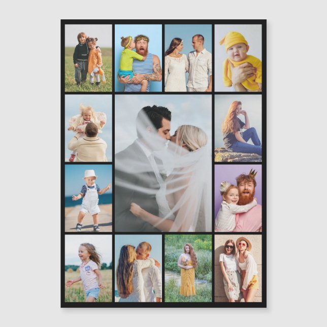 Create Your Own 13 Photo Collage Magnetic Card (Front)