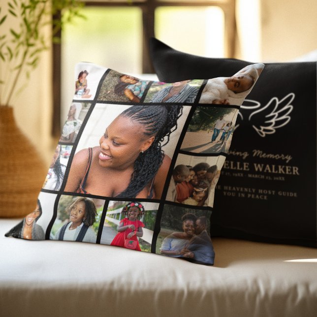 Create Your Own 13 Photo Collage Memorial Funeral  Cushion (Creator Uploaded)