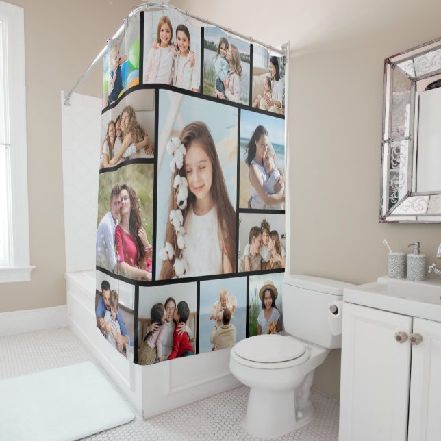 Create Your Own 13 Photo Collage Shower Curtain (In Situ)