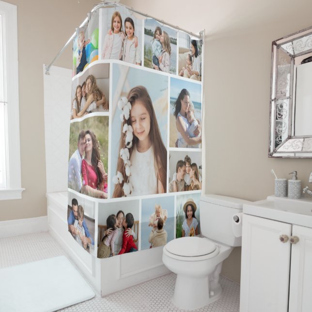 Create Your Own 13 Photo Collage Shower Curtain (In Situ)