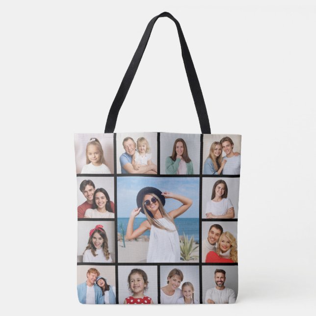 Create Your Own 13 Photo Collage Tote Bag (Front)
