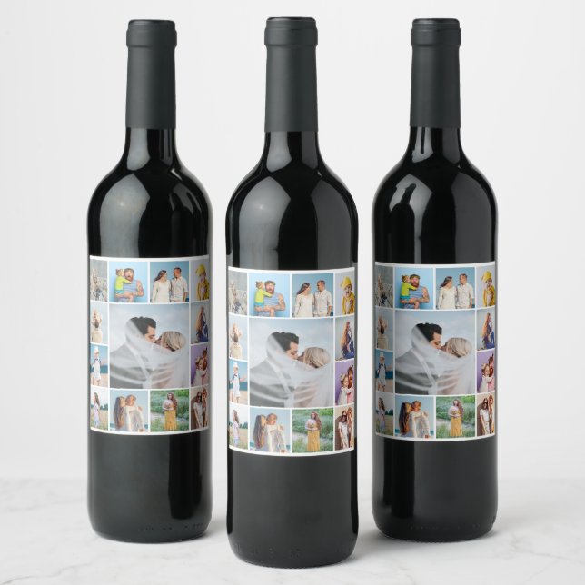 Create Your Own 13 Photo Collage Wine Label (Bottles)