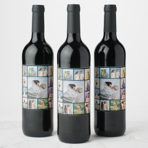 Create Your Own 13 Photo Collage Wine Label