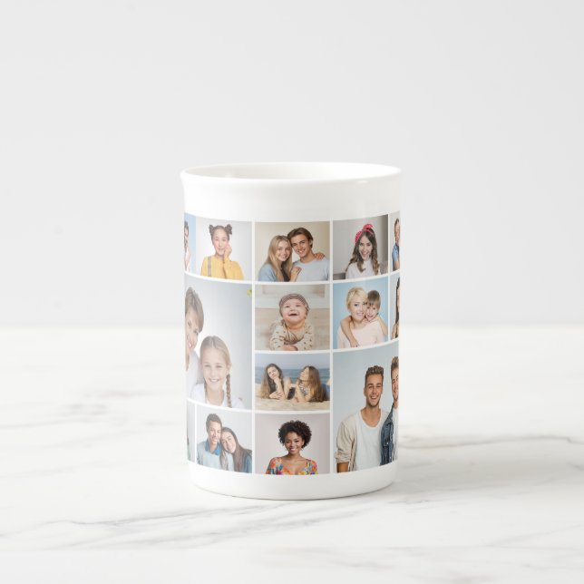 Create Your Own 14 Photo Collage Bone China Mug (Front)