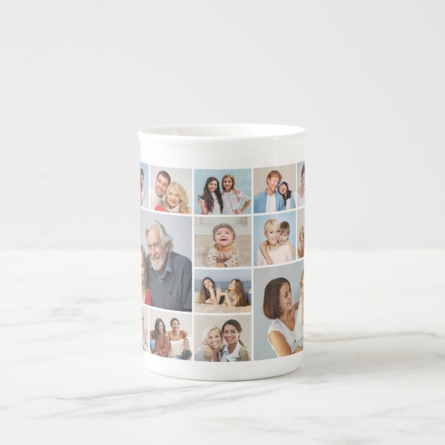 Create Your Own 14 Photo Collage Bone China Mug (Front)