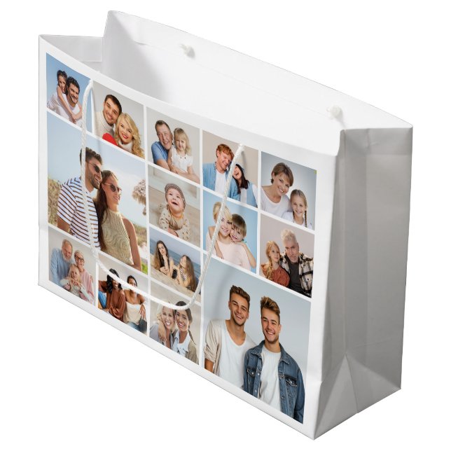 Create Your Own 14 Photo Collage Large Gift Bag (Front Angled)