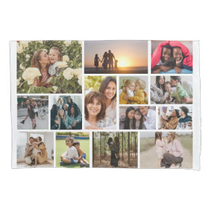 Create Your Own 14 Photo Collage Photo Front Back Pillowcase