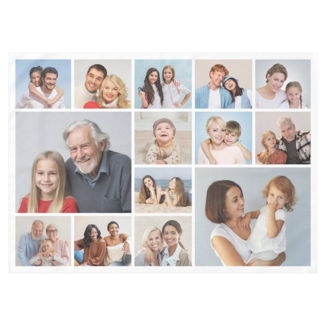 Create Your Own 14 Photo Collage Tablecloth (Front (Horizontal))