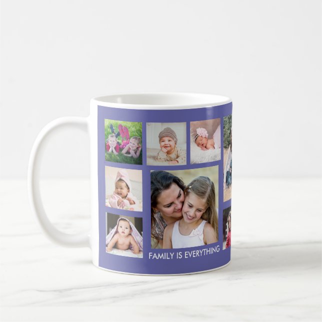 Create Your Own 15 Family Photo Collage Periwinkle Coffee Mug (Left)