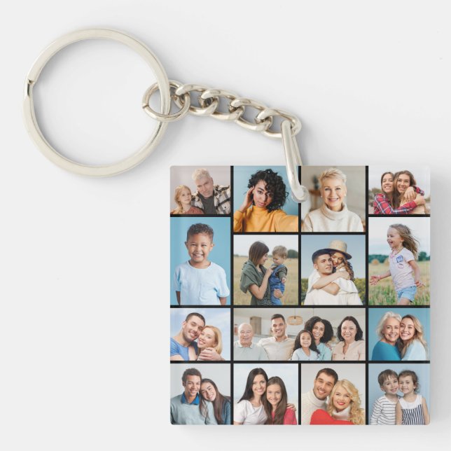 Create Your Own 15 Photo Collage Key Ring (Front)