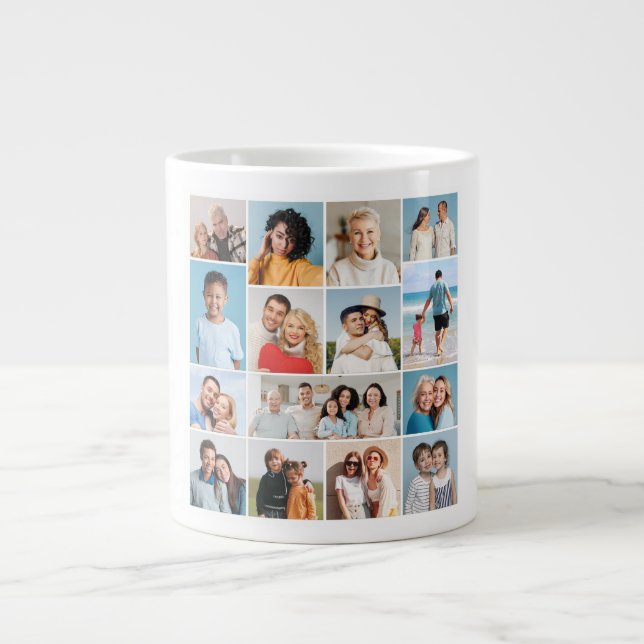 Create Your Own 15 Photo Collage Large Coffee Mug (Front)