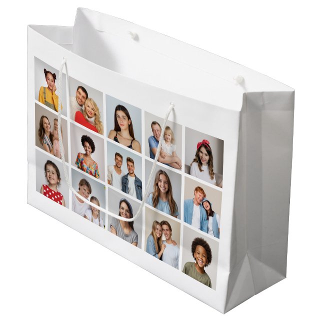 Create Your Own 15 Photo Collage Large Gift Bag (Front Angled)