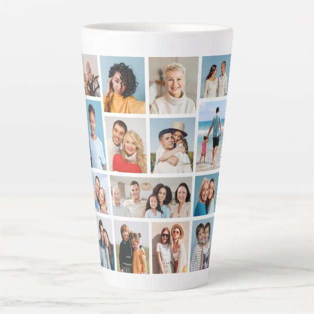 Create Your Own 15 Photo Collage Latte Mug (Front)