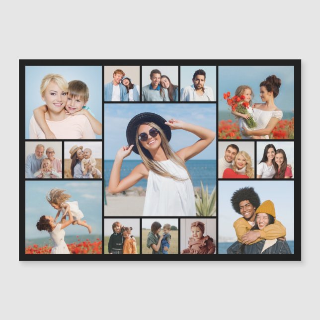 Create Your Own 15 Photo Collage Magnetic Card (Front)