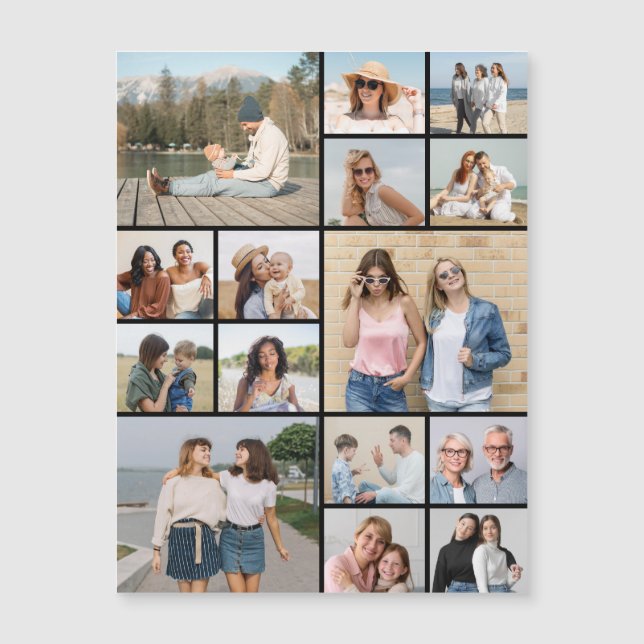 Create Your Own 15 Photo Collage Magnetic Card (Front)