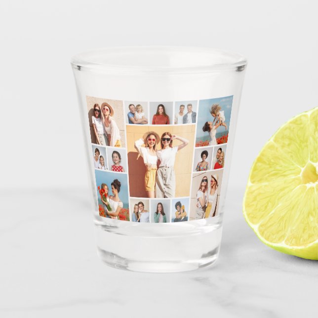 Create Your Own 15 Photo Collage  Shot Glass (Front)