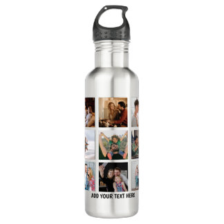 Create Your Own 15 Sqaure Photo Collage 710 Ml Water Bottle