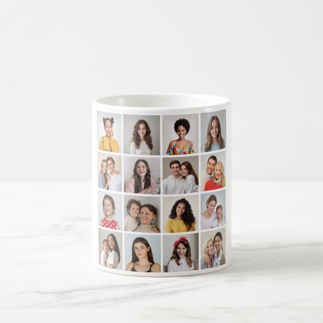 Create Your Own 16 Photo Collage Coffee Mug (Center)
