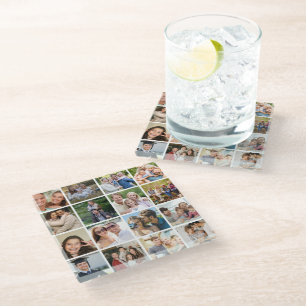 Create your Own 16 Photo Collage Glass Coaster