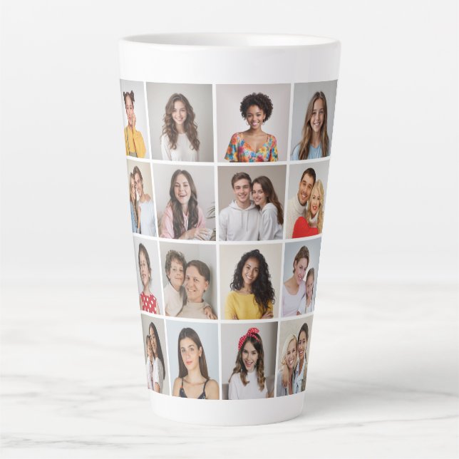 Create Your Own 16 Photo Collage Latte Mug (Front)