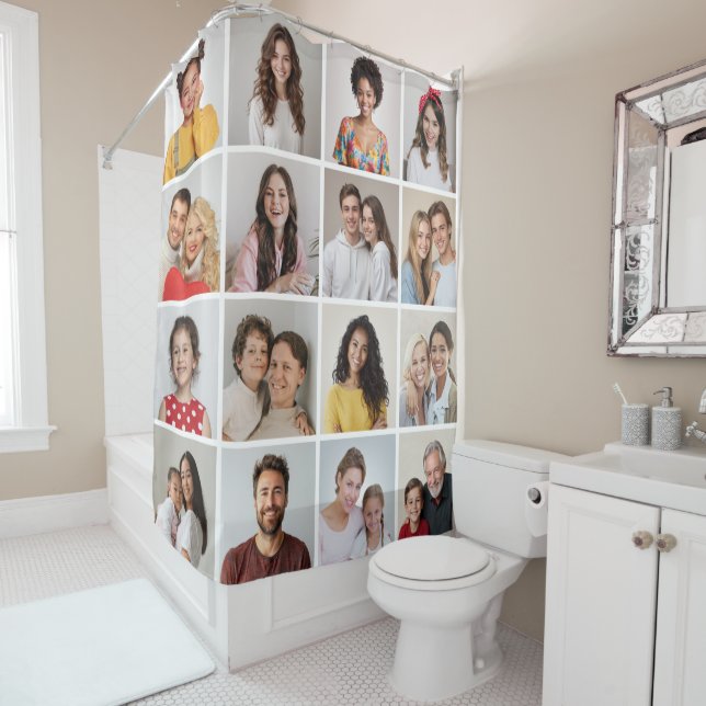 Create Your Own 16 Photo Collage Shower Curtain (In Situ)