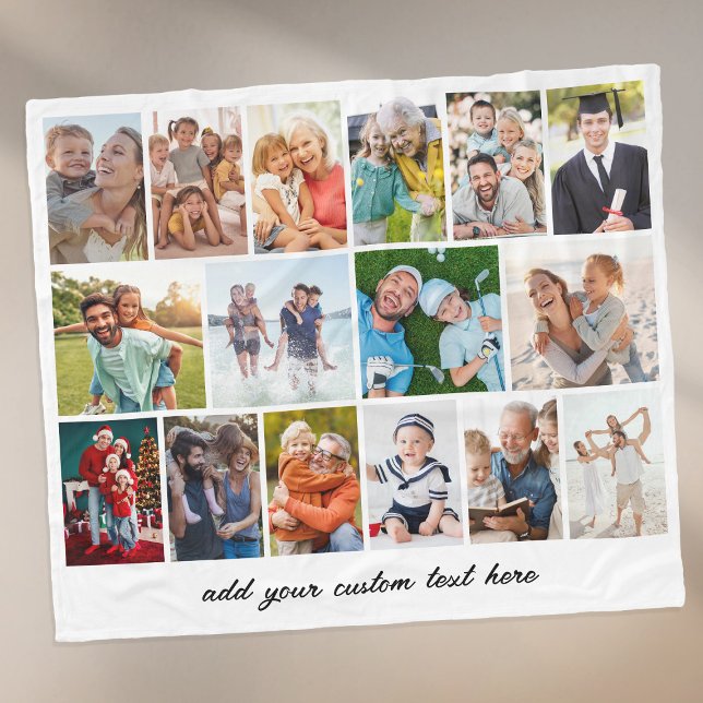 Create Your Own 16 Photo Collage White Fleece Blanket (Creator Uploaded)