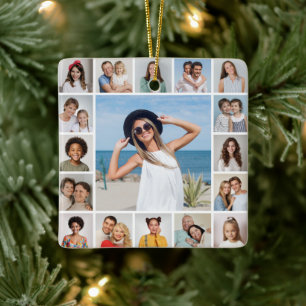 Create Your Own 17 Photo Collage Ceramic Ornament