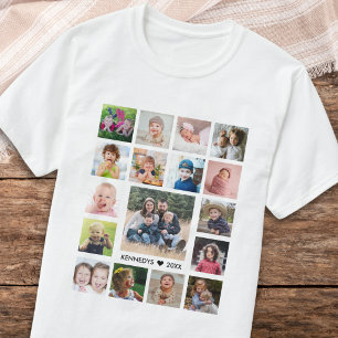 Create Your Own 17 Photo Collage Family Name Text T-Shirt