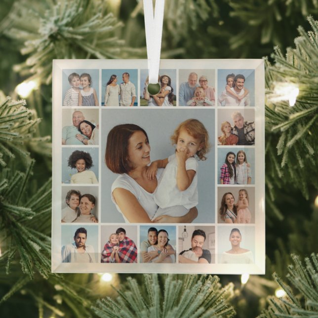 Create Your Own 17 Photo Collage Glass Tree Decoration (Insitu)