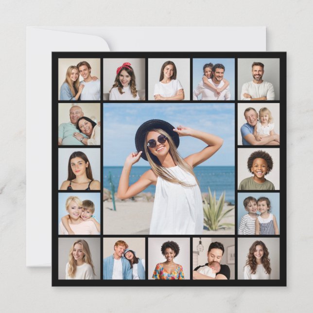 Create Your Own 17 Photo Collage Holiday Card (Front)