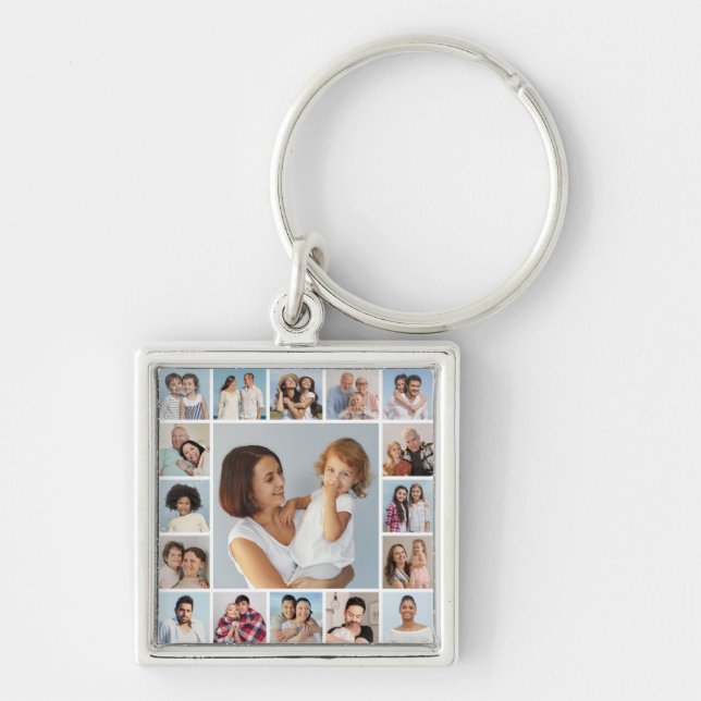 Create Your Own 17 Photo Collage Key Ring (Front)