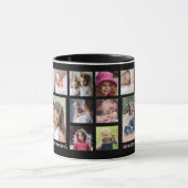 Create Your Own 18 Family Photo Collage Black Mug (Center)
