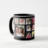 Create Your Own 18 Family Photo Collage Black Mug (Front Left)