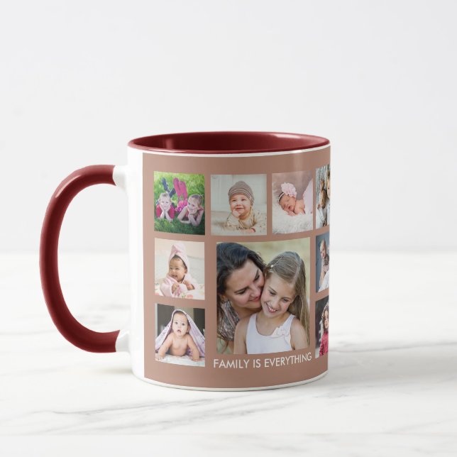 Create Your Own 18 Family Photo Collage Rose Gold Mug (Left)