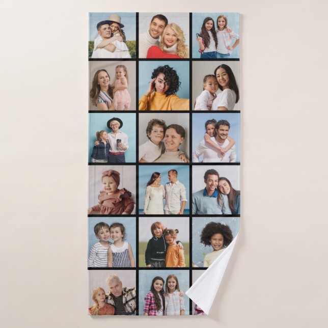 Create Your Own 18 Photo Collage  Bath Towel (Bath Towel)