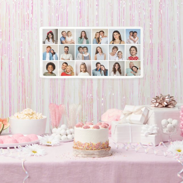 Create Your Own 18 Photo Collage Editable Colour Banner (Party)