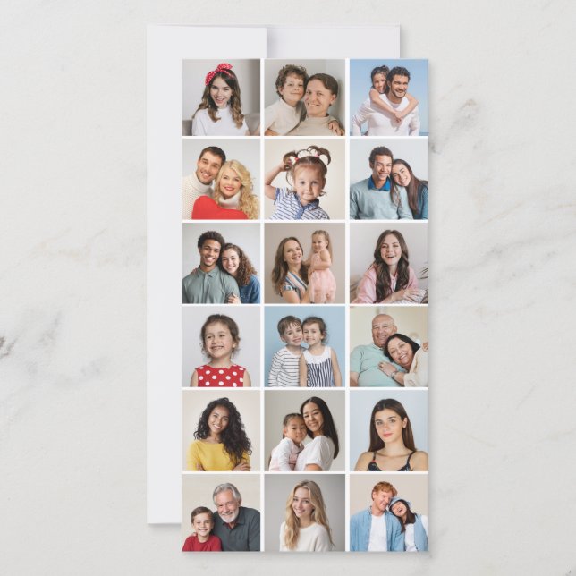Create Your Own 18 Photo Collage Editable Colour Card (Front)